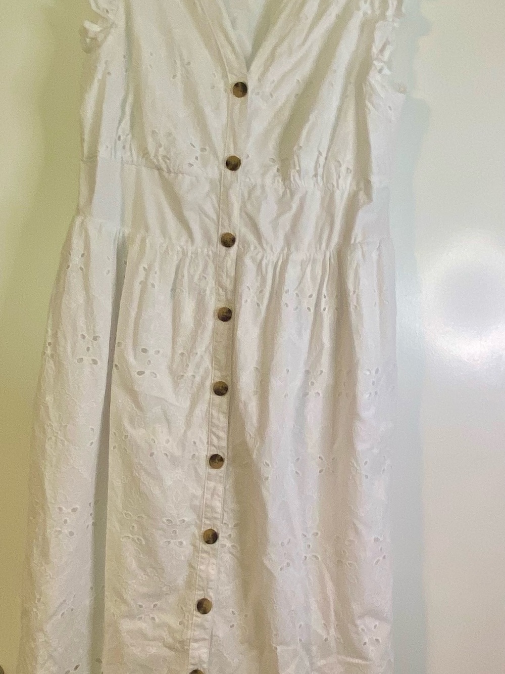 Time and Tru White Eyelet Button-Down Midi Dress